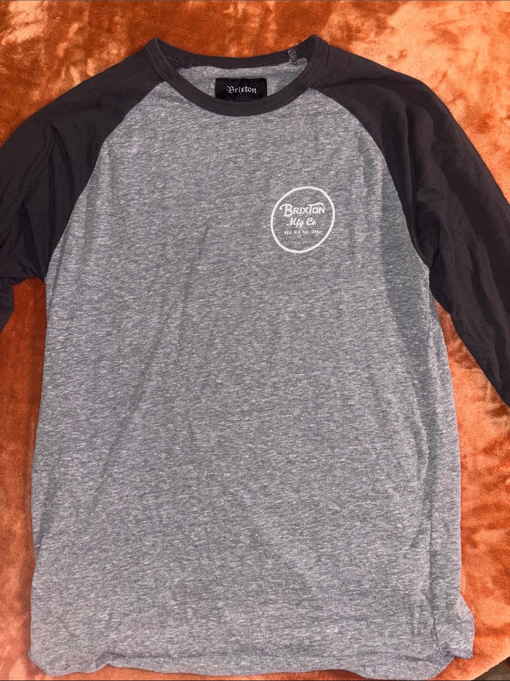 Brixton Heather Gray Raglan Long Sleeve Tee with Black Sleeves